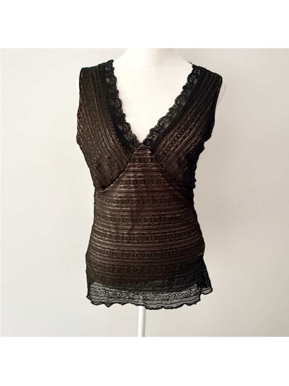 WHBM Women Lace Babydoll Top Medium Y2K Goth Dark Romance Fairy Grunge Office